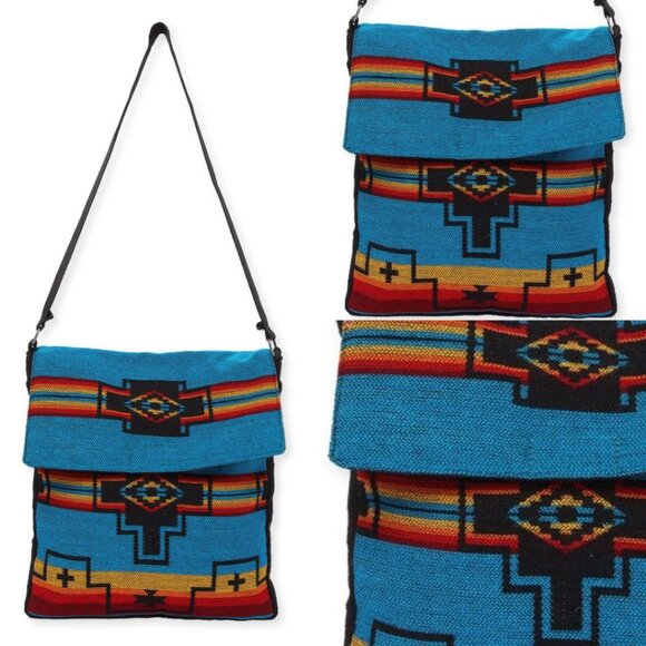 Flap Top Shoulder Bag - Southwest Style - Ethnic Inspired Design - Lightweight - Picture 2 of 9